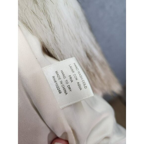 Skies Are Blue Faux Fur Vest Beige White Striped Sleeveless Lined Size S - Picture 5 of 6